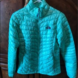 The North Face Quilted Jacket- Seafoam/Purple